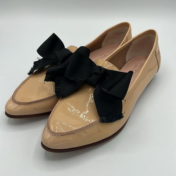 KATE SPADE New York Light Pink Bow Leather Cosetta Pointed Toe Bow Loafers B36 - Picture 5 of 13